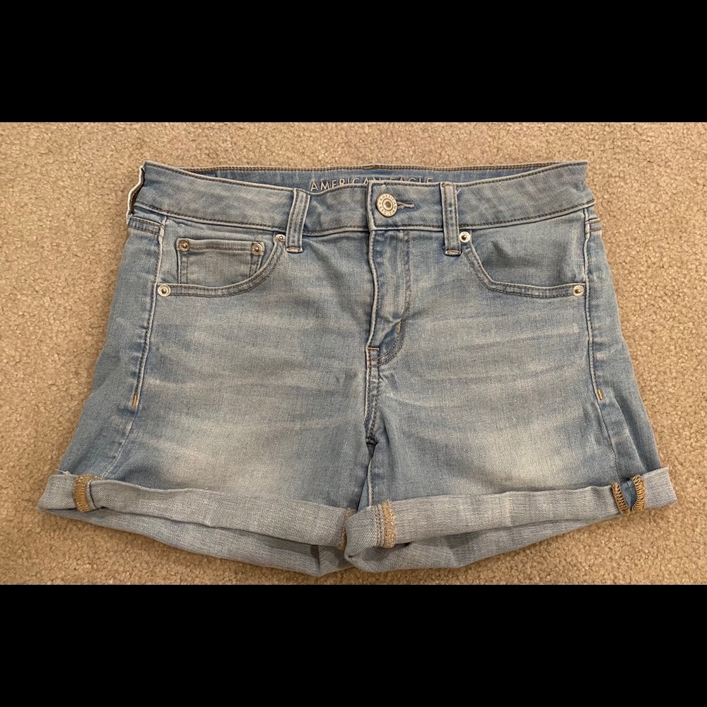 Light blue jean shorts